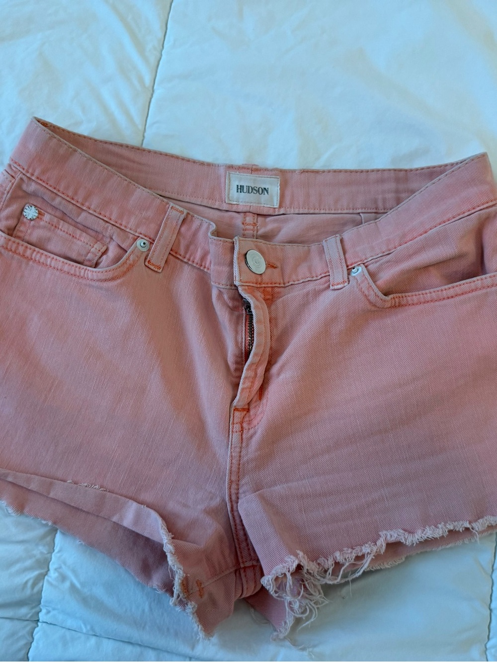 Hudson Jeans Blush Pink Denim Cutoff Shorts
